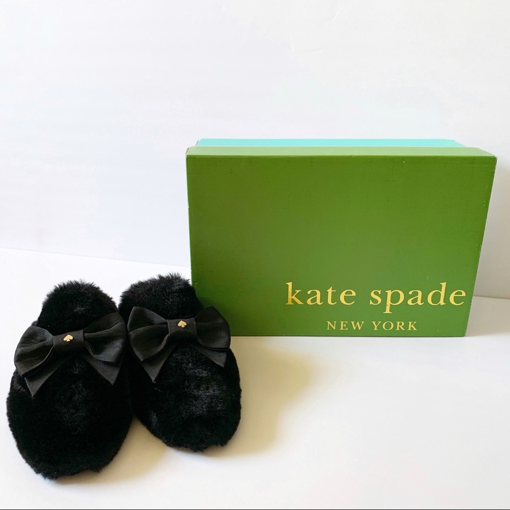 KATE SPADE JOCELYN FAUX FUR BOW SLIP ON